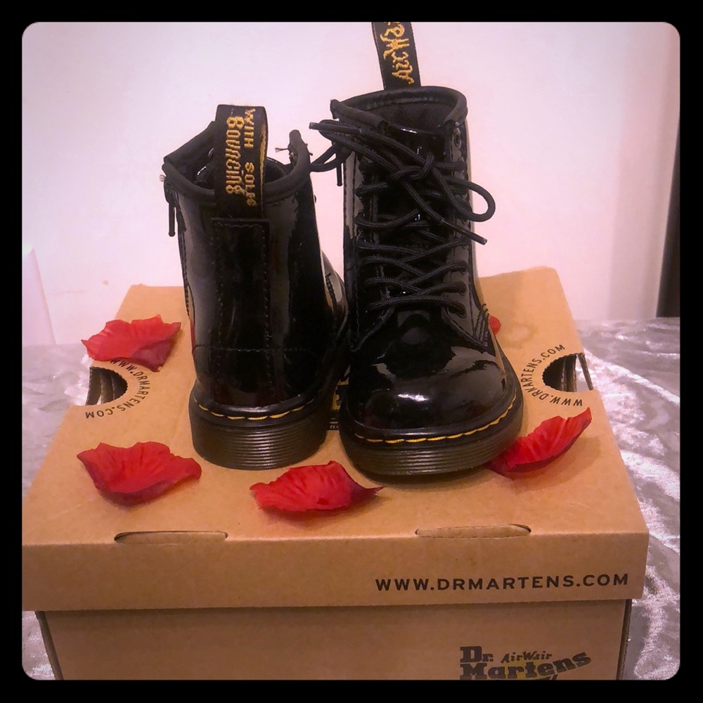 Black patent leather Toddler Dr. Marten boots